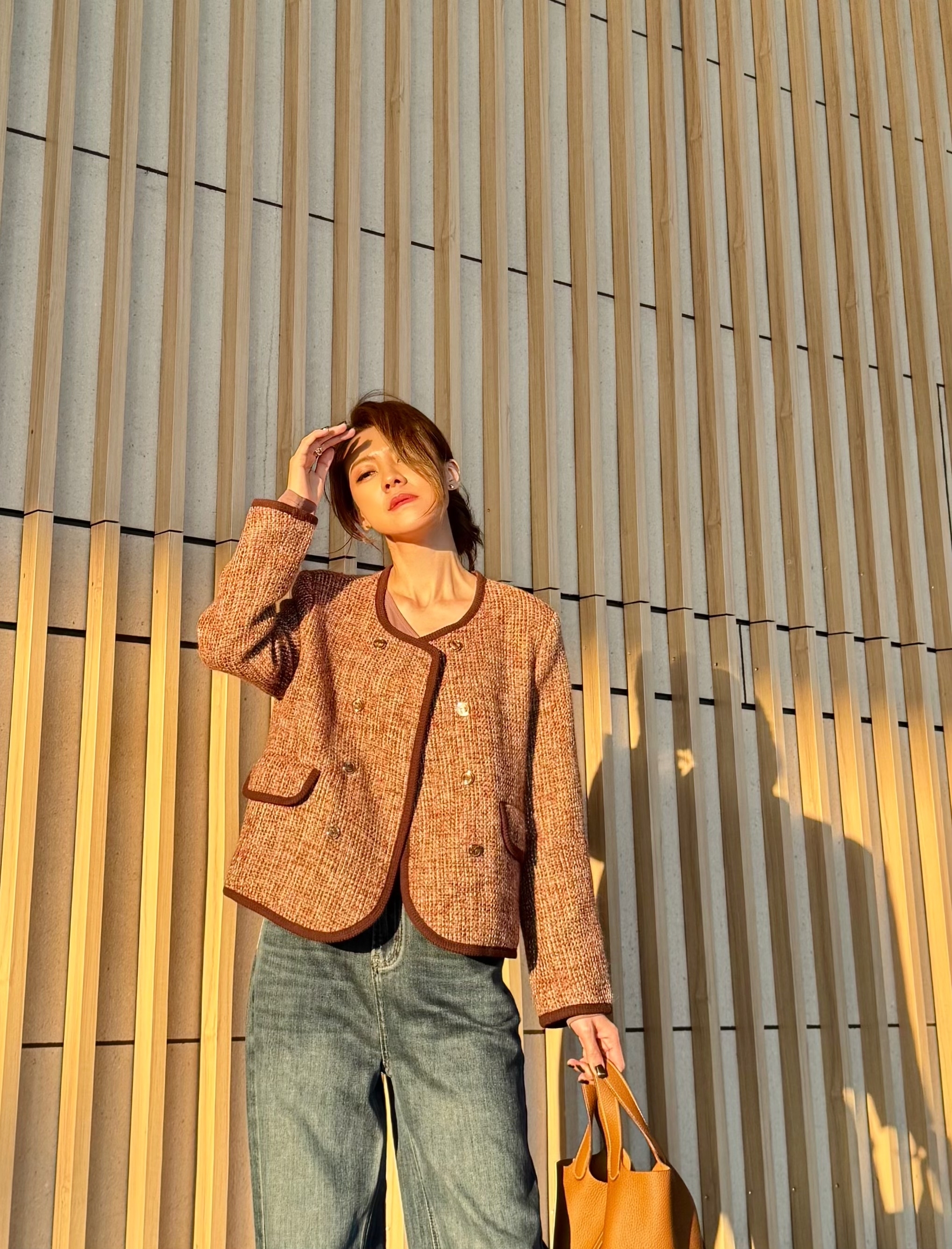 Buttoned Tweed Jacket_JK241L11