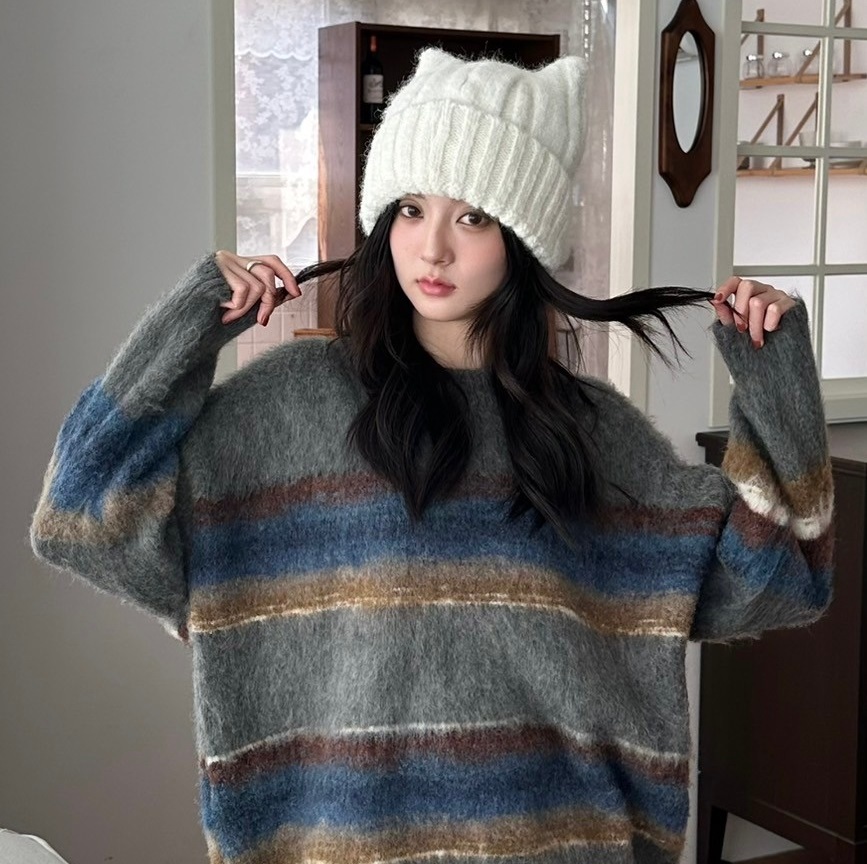 正韓四色可愛麻花紋毛帽