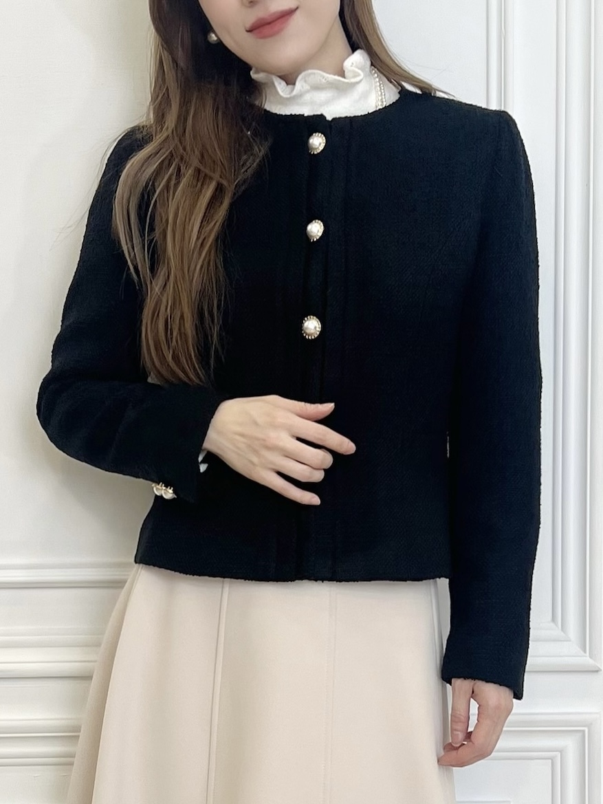 (高級感)毛呢珍珠釦腰身外套