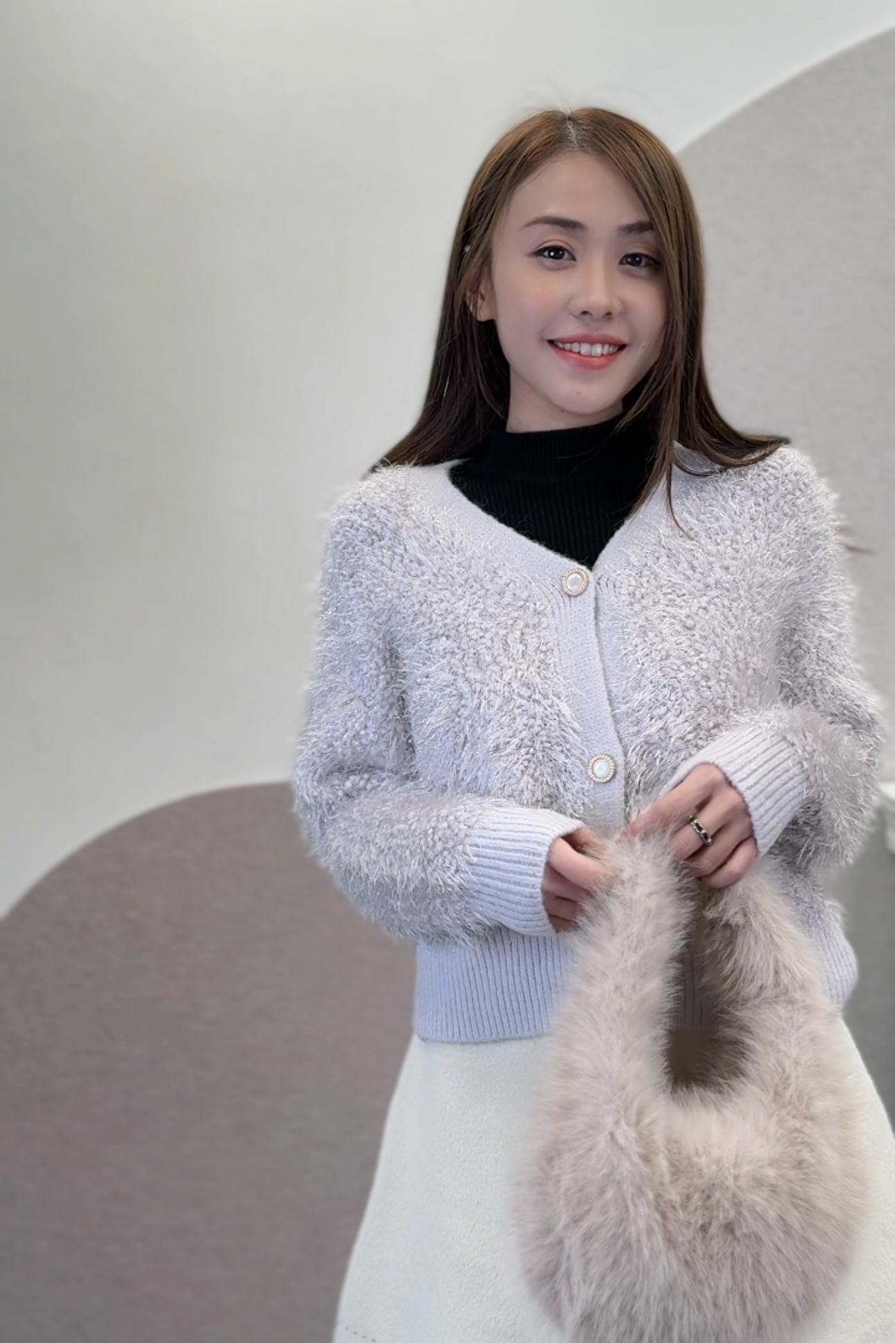 JK#6770🤍閃線毛毛外套裝