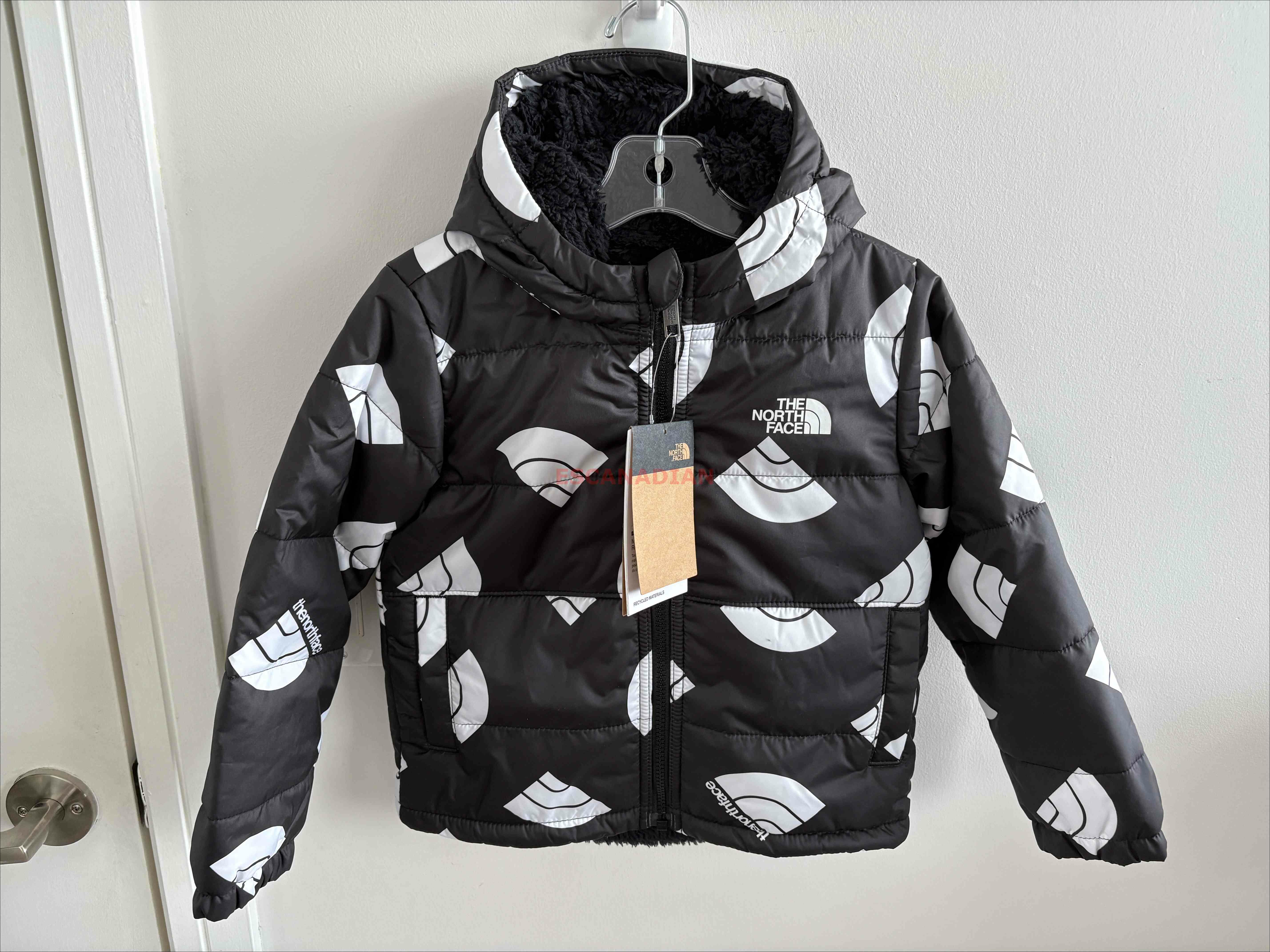 THE NORTH FACE 小童裝 Puffer鋪棉 厚刷毛 雙面穿 防潑水 保暖 滿版 連帽外套