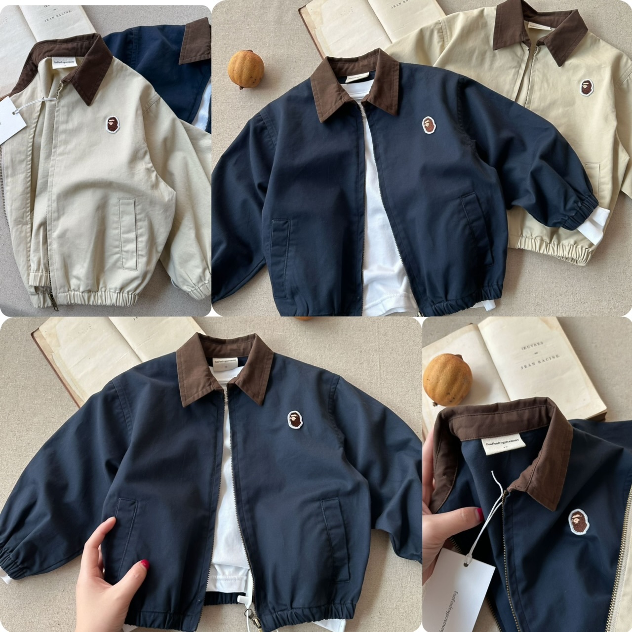 兒童猿人刺繡章反領外套 -2500013