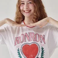 [S] RONRON HEART LAUREL OVER FIT T SHIRT,WHITE, RR24BST3309WH (SRR14)