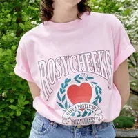 [S] RONRON ROSY CHEEKS HEART LAUREL BASIC FIT T SHIRT,PINK, RR24BST3325PK [FINAL SALE] (SRR15)