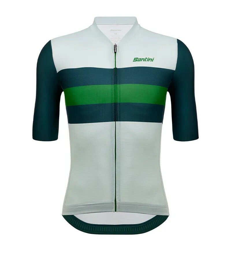 【Santini】2024環保光滑孟加拉 夏季短袖車衣 空力緊身-綠