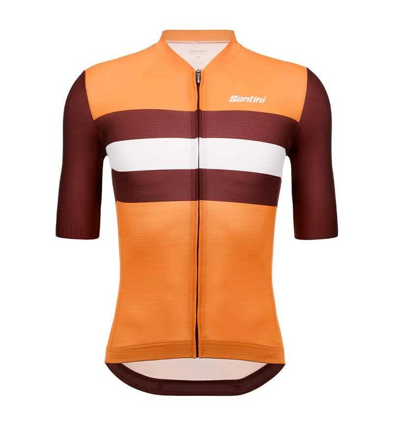 【Santini】2024環保光滑孟加拉 夏季短袖車衣 空力緊身-橘