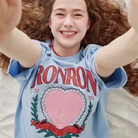 [S] RONRON HEART LAUREL OVER FIT T SHIRT,SOFT BLUE, RR24BST3309SB (SRR21)