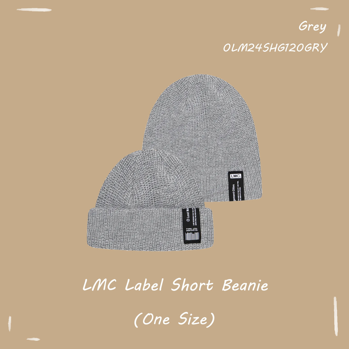 【OWN】LMC 毛帽 便帽 冬天 保暖 不分男女 灰色 0LM24SHG120GRY