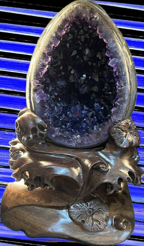 [S] GEMZ & CO JSY DINO EGG AMETHYST CAVE WITH STAND, V254 (V254)