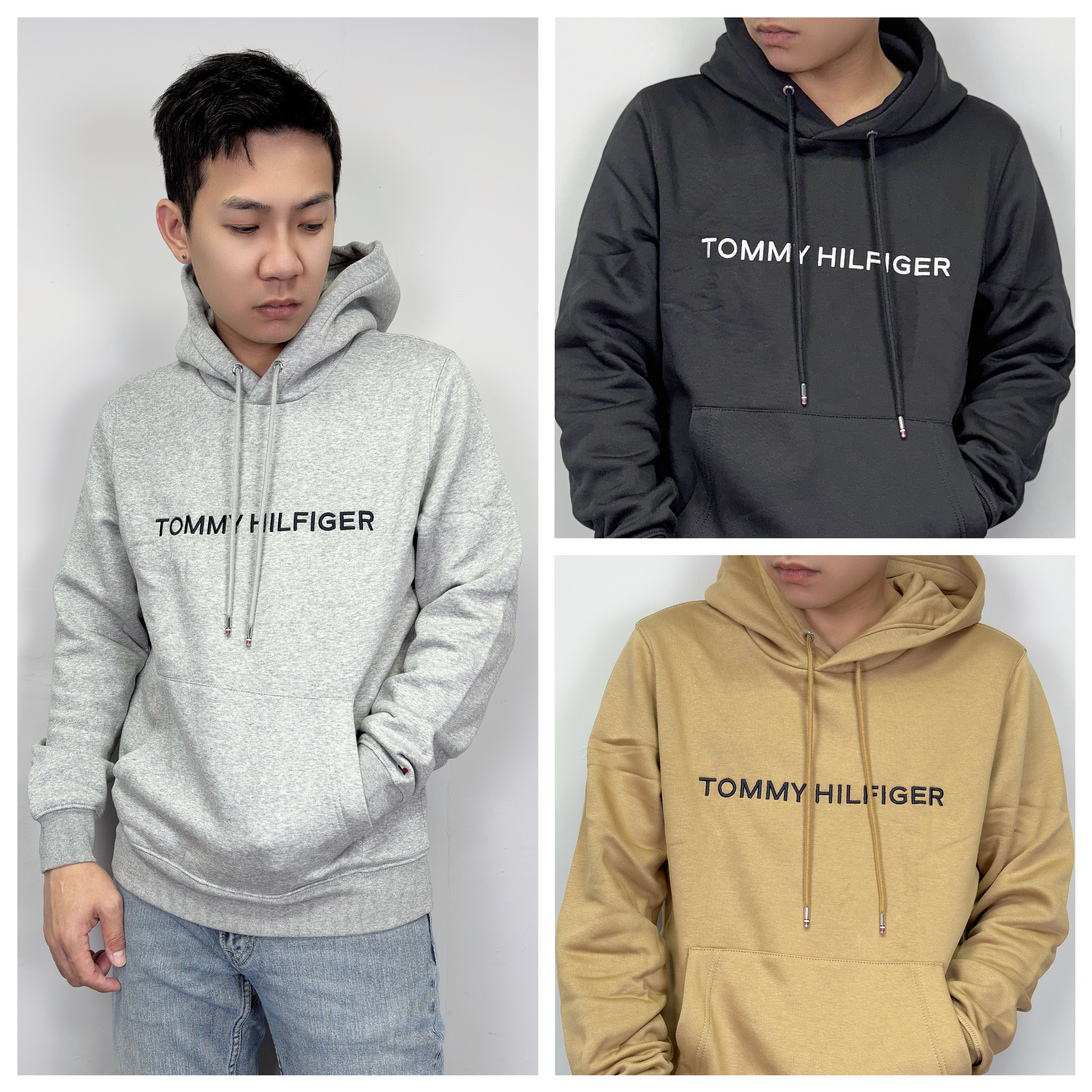 Tommy Hilfiger 簡約電繡字母 內刷毛 帽T