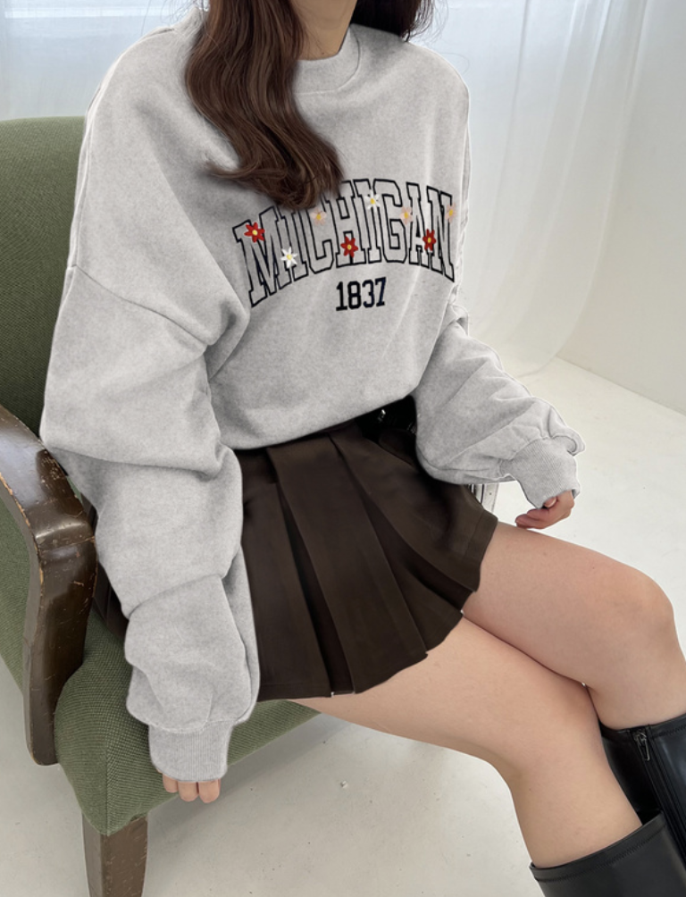 花卉Logo刺繡絨毛內裡衛衣