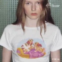 [S] RONRON BABY PUPPIES CROP SLIM FIT T SHIRT,WHITE, DS24BST1660WH (SRR23)