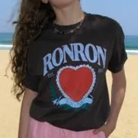 [S] RONRON HEART LAUREL OVER FIT T SHIRT,CHARCOAL, RR24BST3309CC (SRR25)