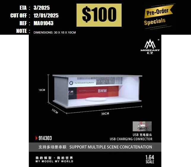 PO-$100 * MOREART * 1:64 DIORAMA - AUTO SHOW ROOM BMW [OD04/01]
