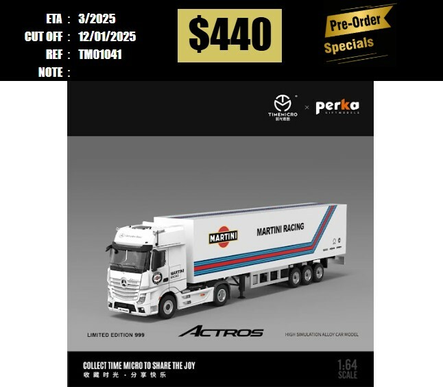 PO-$440 * TIME MICRO * 1:64 ACTROS HEAVY DUTY TRUCK MARTINI [OD04/01]