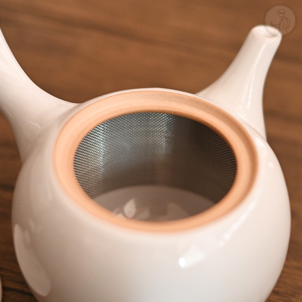 常滑燒 白色帶網急須 380cc