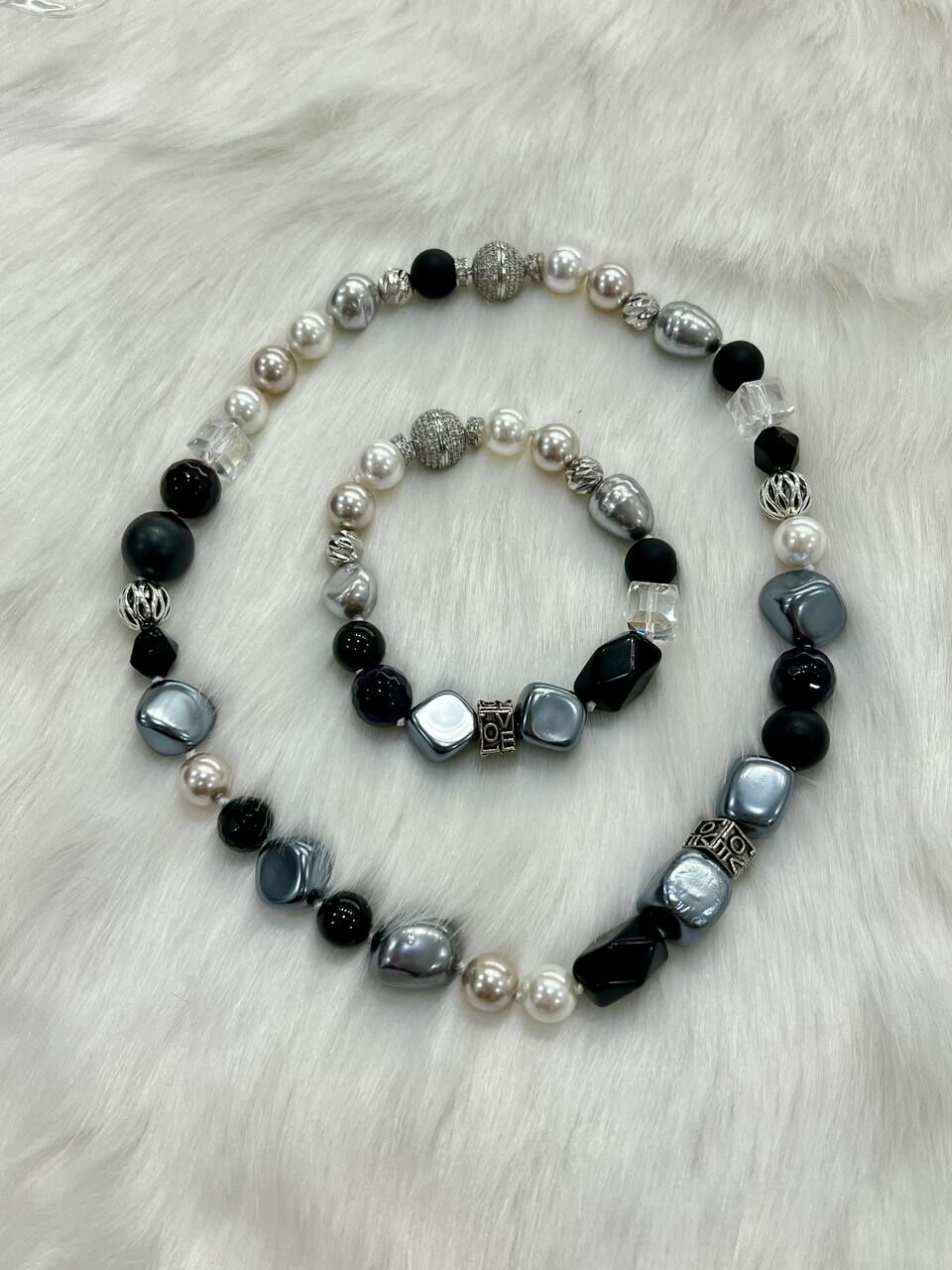 [S] GEMZ & CO NCJS SPAIN PEARLS JEWELLERY/BLACK & METALLIC, Z124 (Z124)