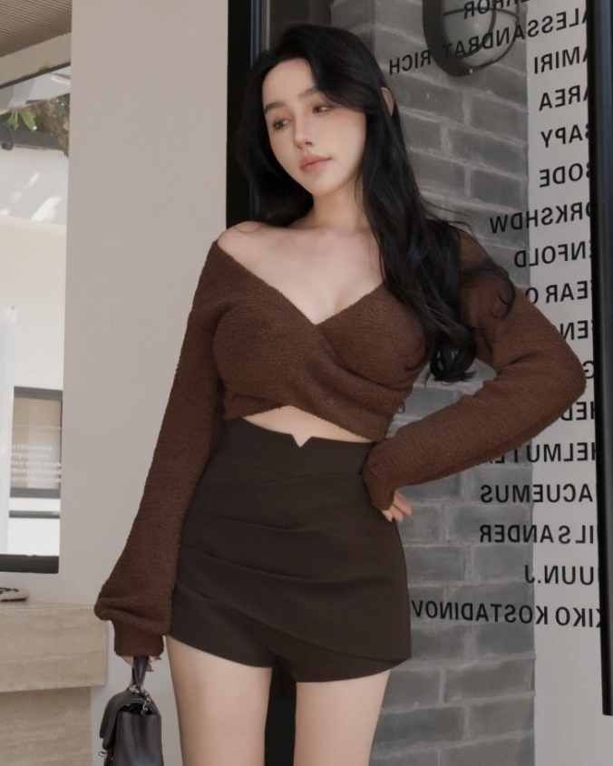 限量-慵懶毛巾布交叉短上衣