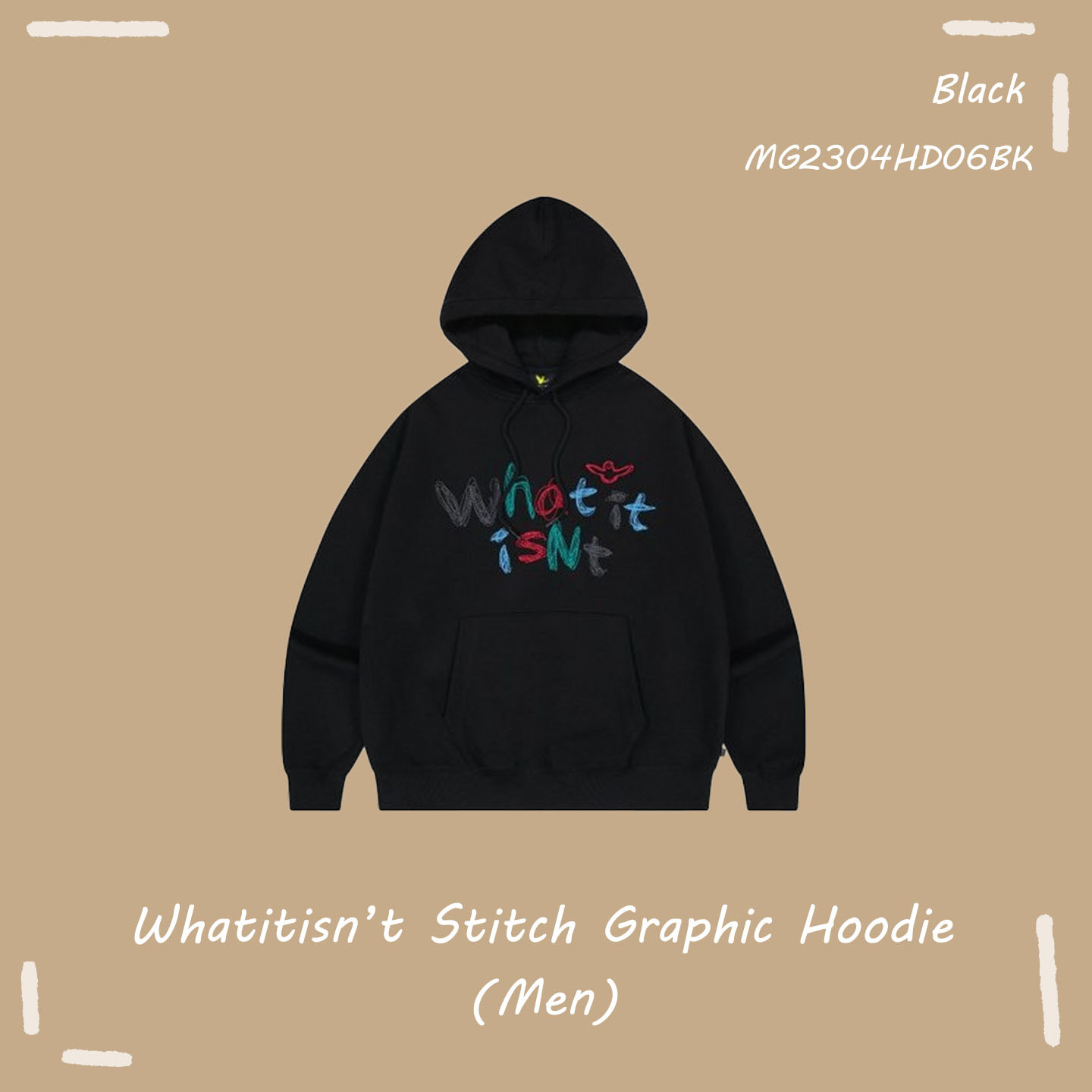 【OWN】What it isn't 刺繡 塗鴉 聖誕節 LOGO 秋冬 厚磅 連帽 上衣 帽TEE 不分男女 黑色 MG2304HD06BK