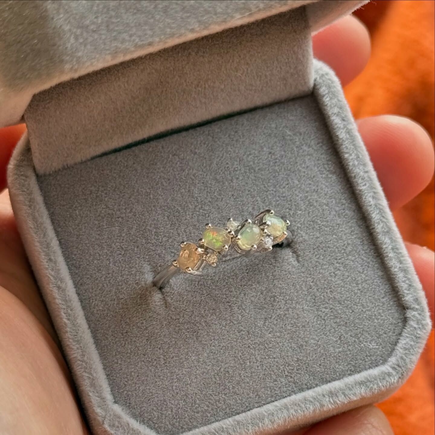 [原石] 衣索比亞蛋白石 925銀戒指（附戒盒）