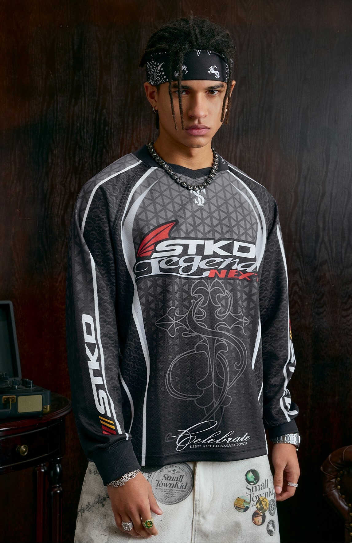 STK SmallTownKid 數位印花 美式復古 長袖球衣