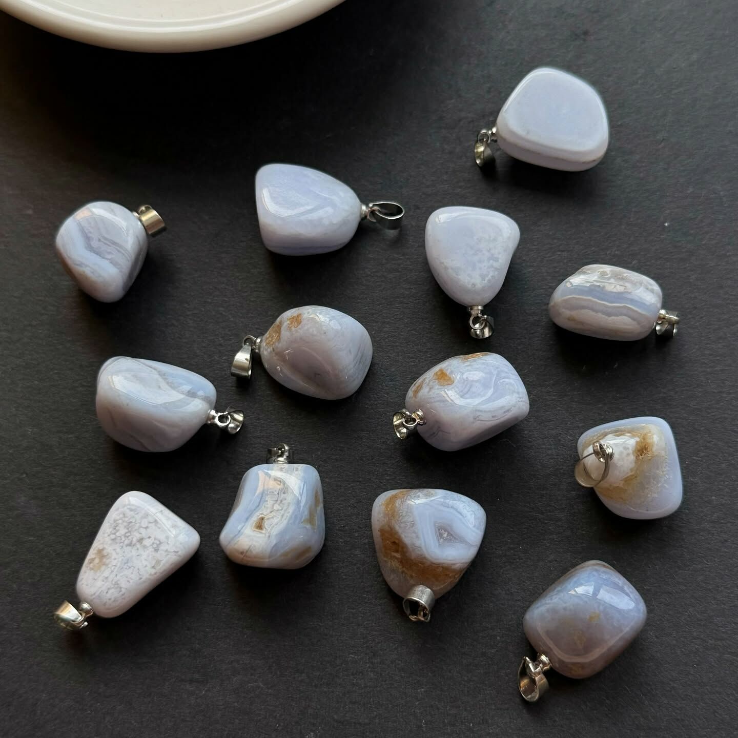 [原石] 藍紋瑪瑙 水晶項鍊吊墜