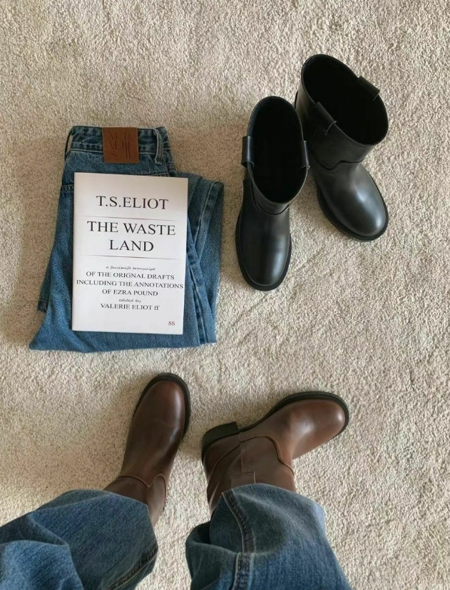 秋季新款 復古皮質牛皮短靴 #4995（現貨/偏小一碼）