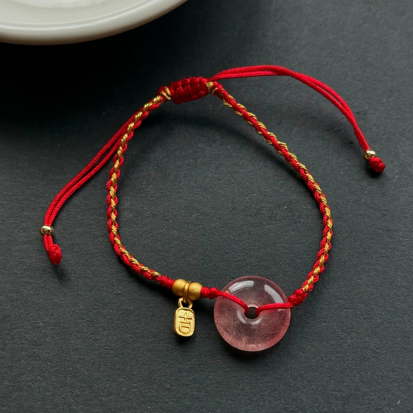 [原石] 草莓晶平安扣手鏈 招桃花手環