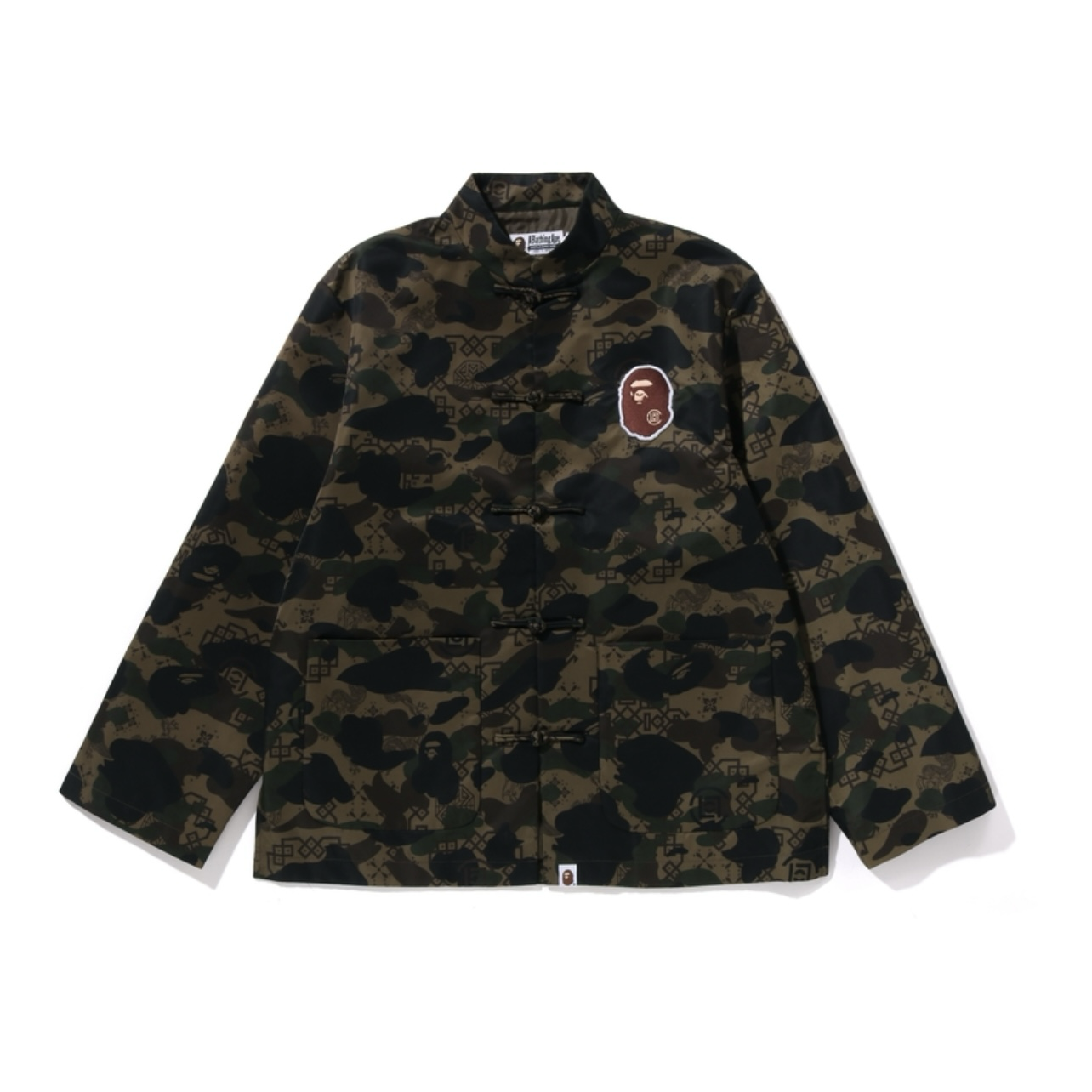 聯名款 CLOT X BAPE A BATHING APE 陳冠希 1ST COLOR CAMO SILK ROYALE 絲綢圖騰 迷彩唐裝外套