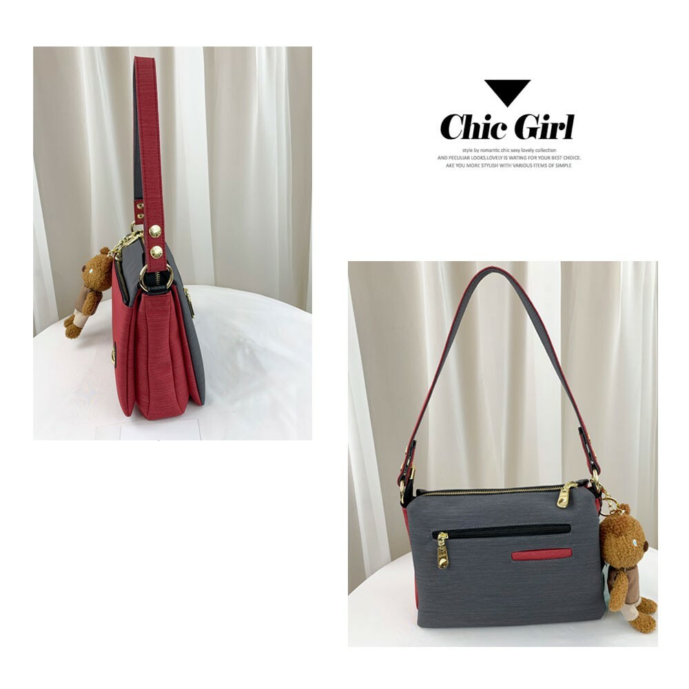 現貨 正品FamilyBear 粉藍拼色字母防潑水肩背包 GOODS包 尼龍側背包 附酒精保護套+酒精瓶 29259