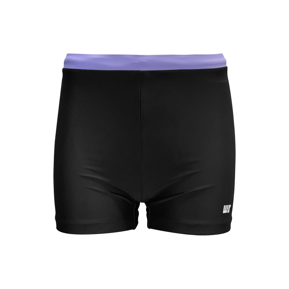 Sea Dive 高腰收腹平腳泳褲 - 黑/紫