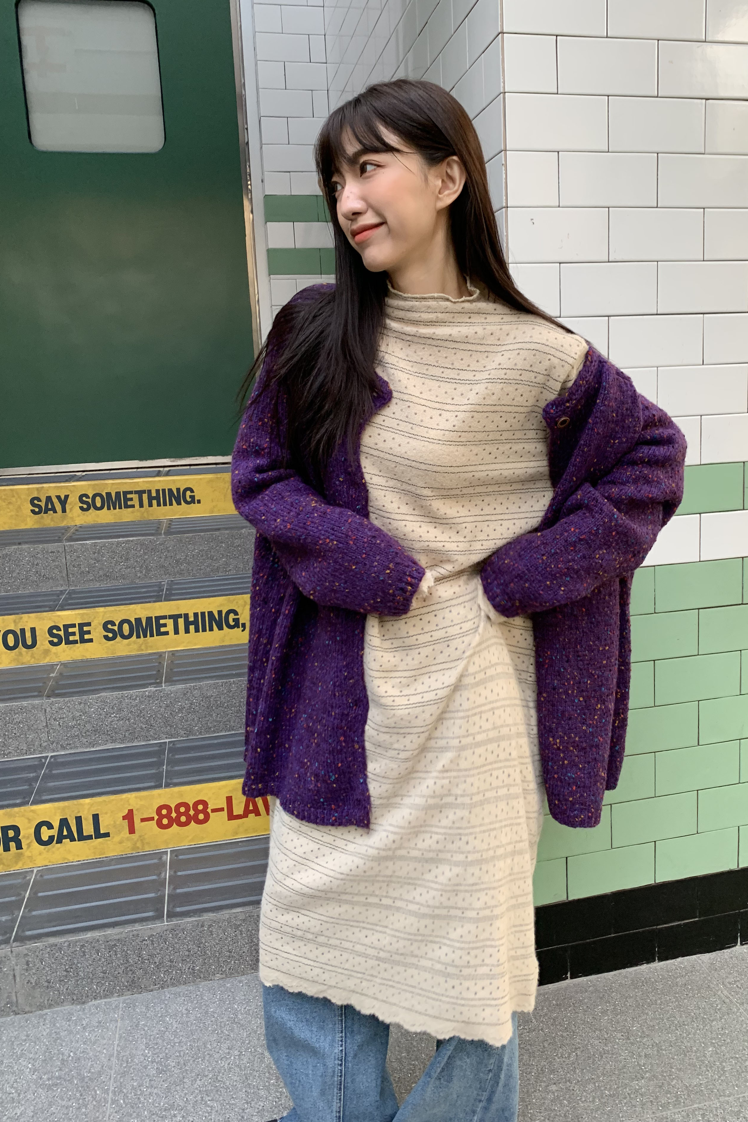 長版開岔洞洞內搭上衣 3色