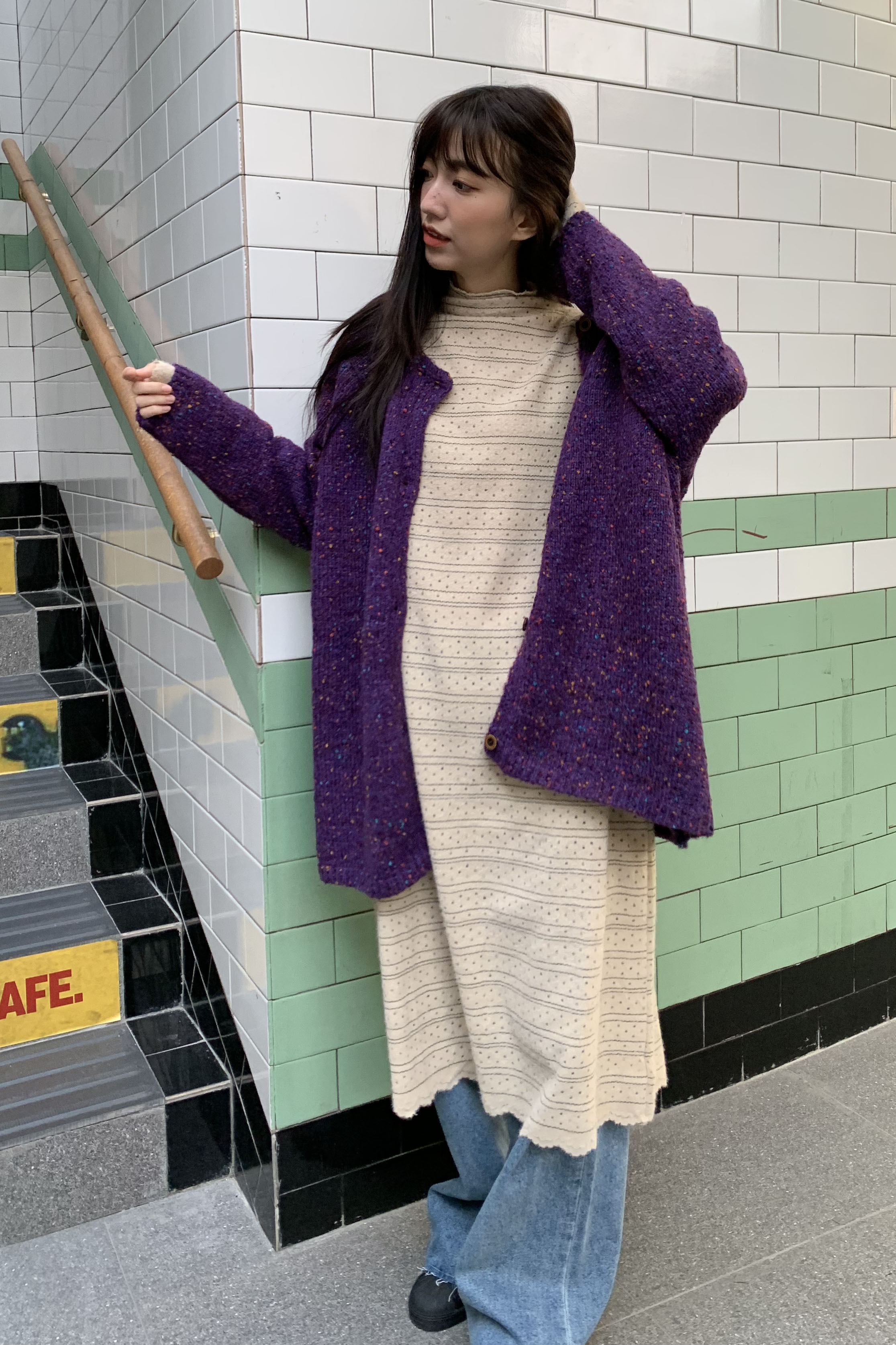 長版開岔洞洞內搭上衣 3色