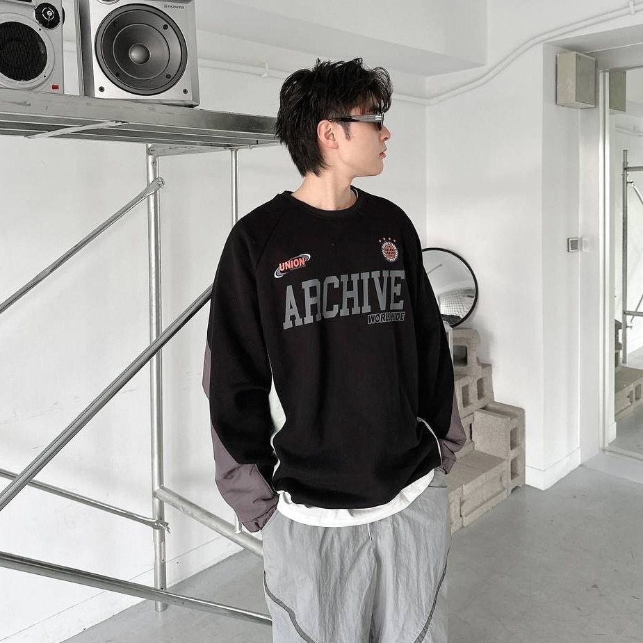 ARCHIVE拼接縮口大學T(3colors)