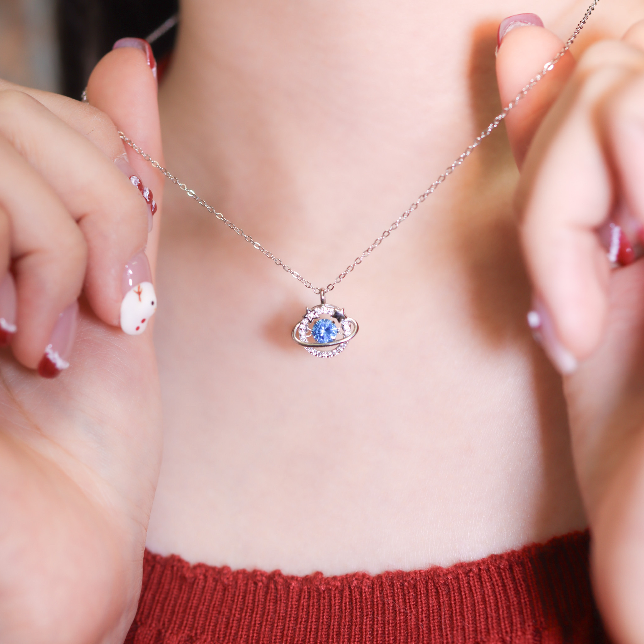 | 925純銀・白金 | 懸浮星意滿懷項鍊 | NE1281 |