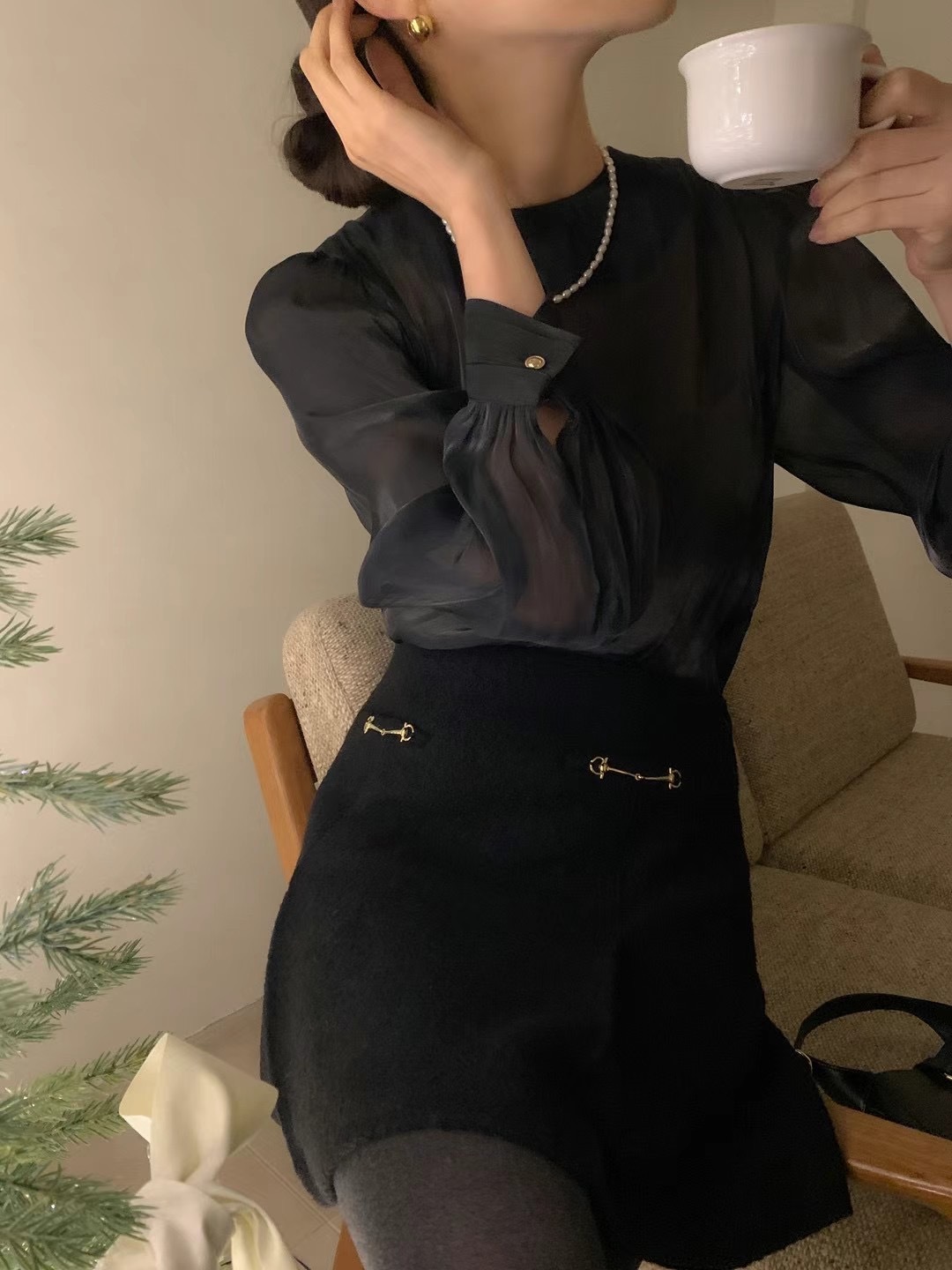 Pearlescent see through  shirt