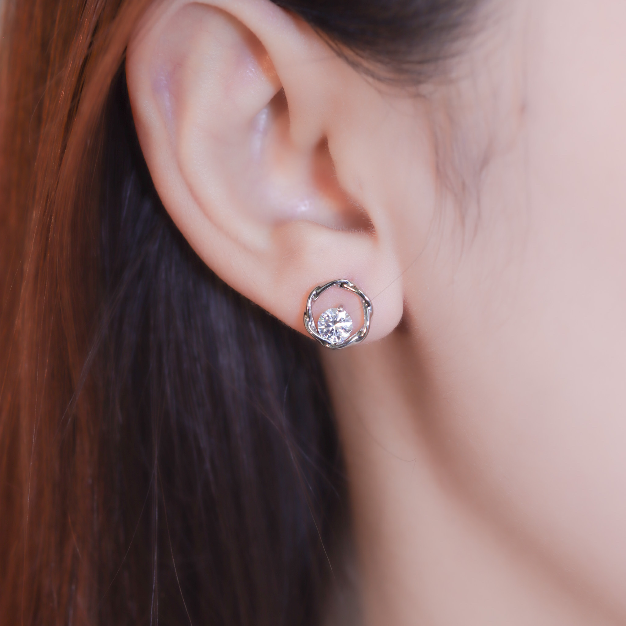 | 925純銀・白金・莫桑石 | 身後仍是我耳環 | EA0892 |