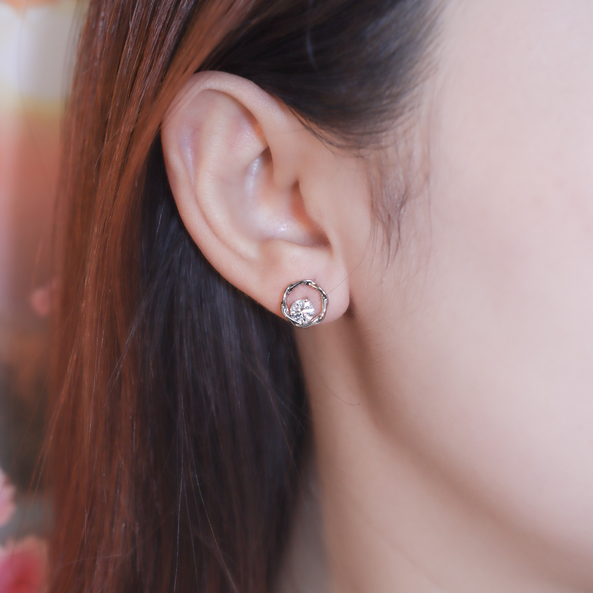 | 925純銀・白金・莫桑石 | 身後仍是我耳環 | EA0892 |