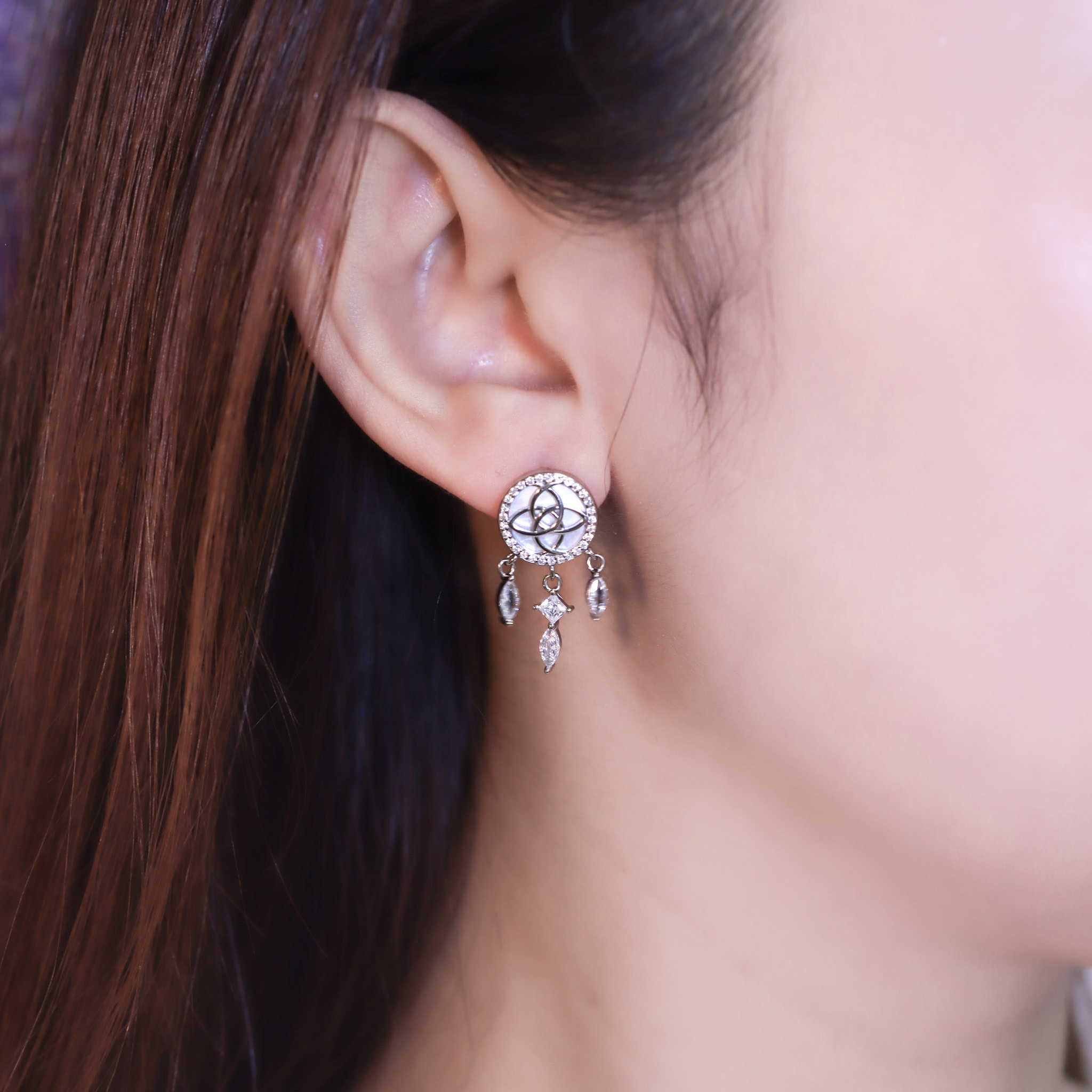 | 925純銀・白金 | 純白小夢盪漾耳環 | EA0891 |