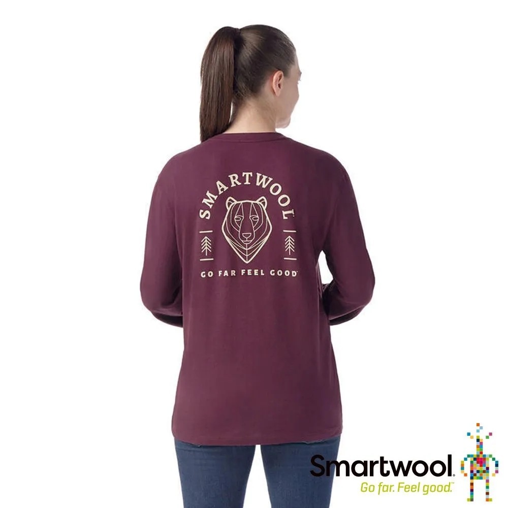 Smartwool Unisex 塗鴉長Tee 熊圖騰 茄子色 SW002598L83