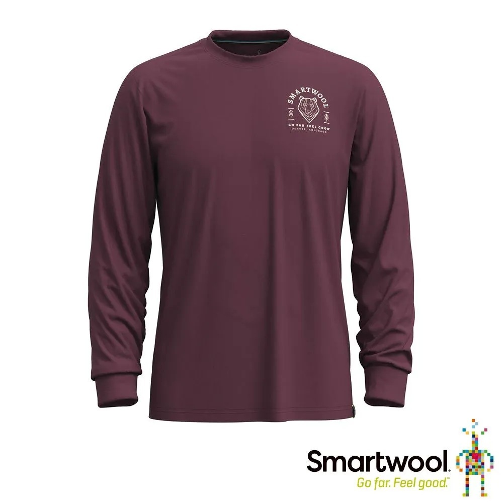 Smartwool Unisex 塗鴉長Tee 熊圖騰 茄子色 SW002598L83