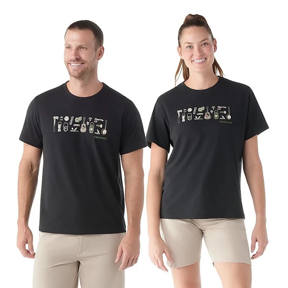 SMARTWOOL Unisex 塗鴉短Tee 趣露營 黑色 SW002368001