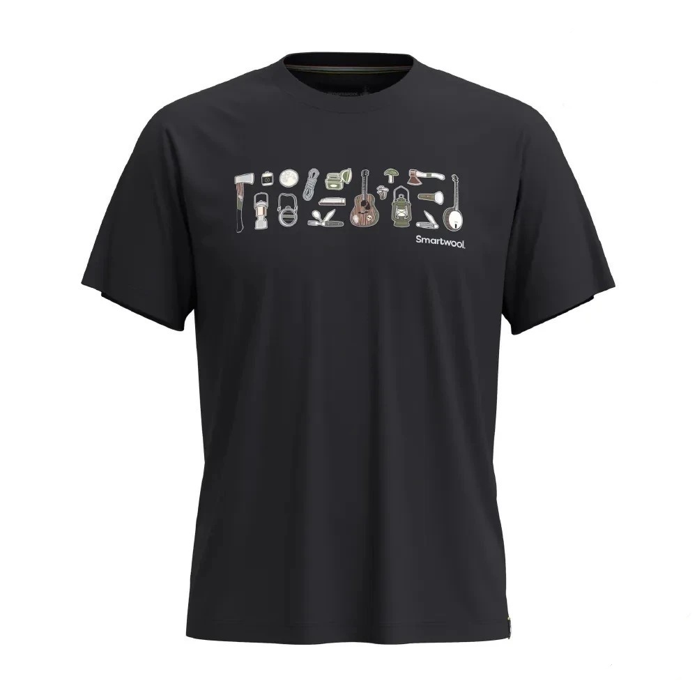 SMARTWOOL Unisex 塗鴉短Tee 趣露營 黑色 SW002368001