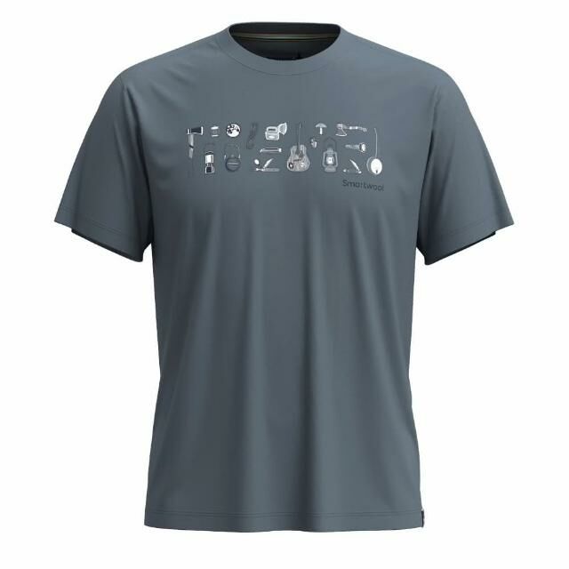 Smartwool Unisex 塗鴉短Tee 趣露營 錫藍 SW002368L88