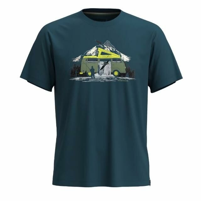 Smartwool Unisex 塗鴉短Tee 河畔露營 暮光藍 SW002370G74