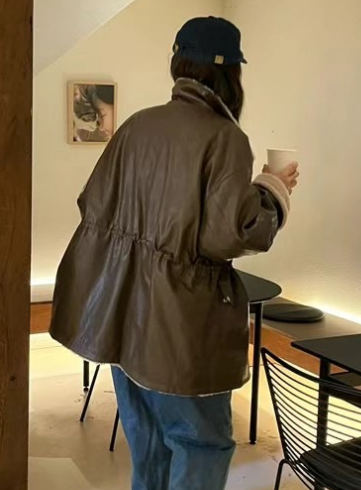 韓國MOSAIC 新款時尚柔軟皮毛兩面穿寬鬆外套