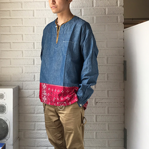 LAST PCS: VISVIM SOCIAL SCULPTURE BORDER TUNIC P.O - BLUE SIZE 3 PRE ORDER ITEM (預訂中)