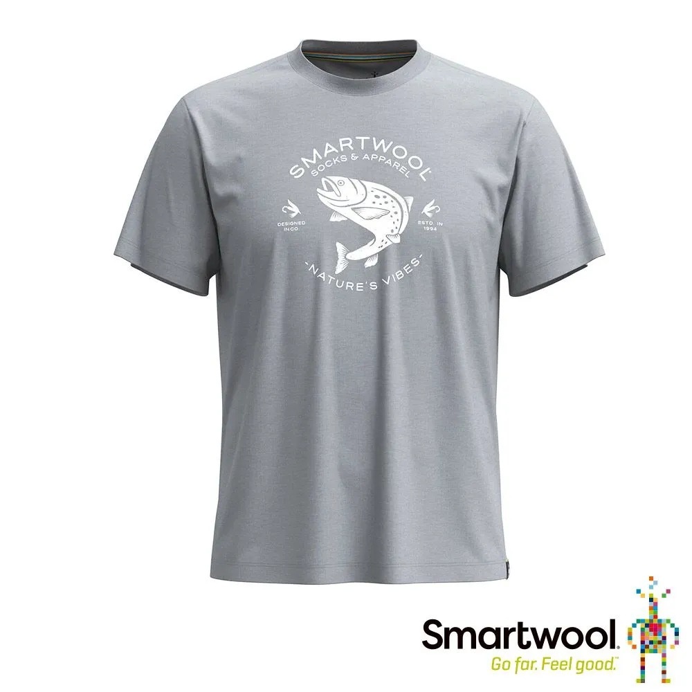 Smartwool Unisex 塗鴉短Tee 鱒魚 淺灰色 SW002596545