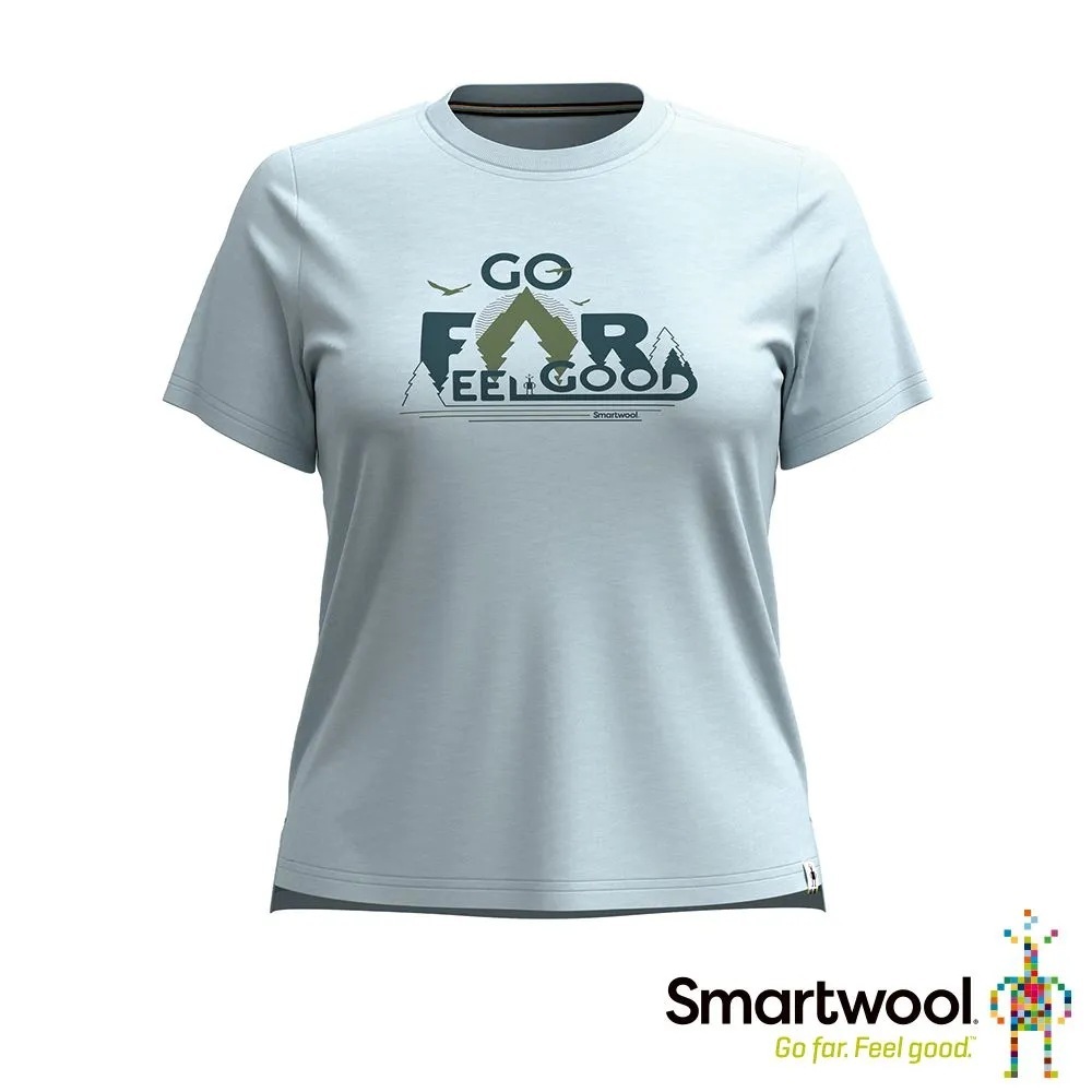 Smartwool 女 塗鴉短Tee Go Far Feel Good 天空霧藍 SW002390M06