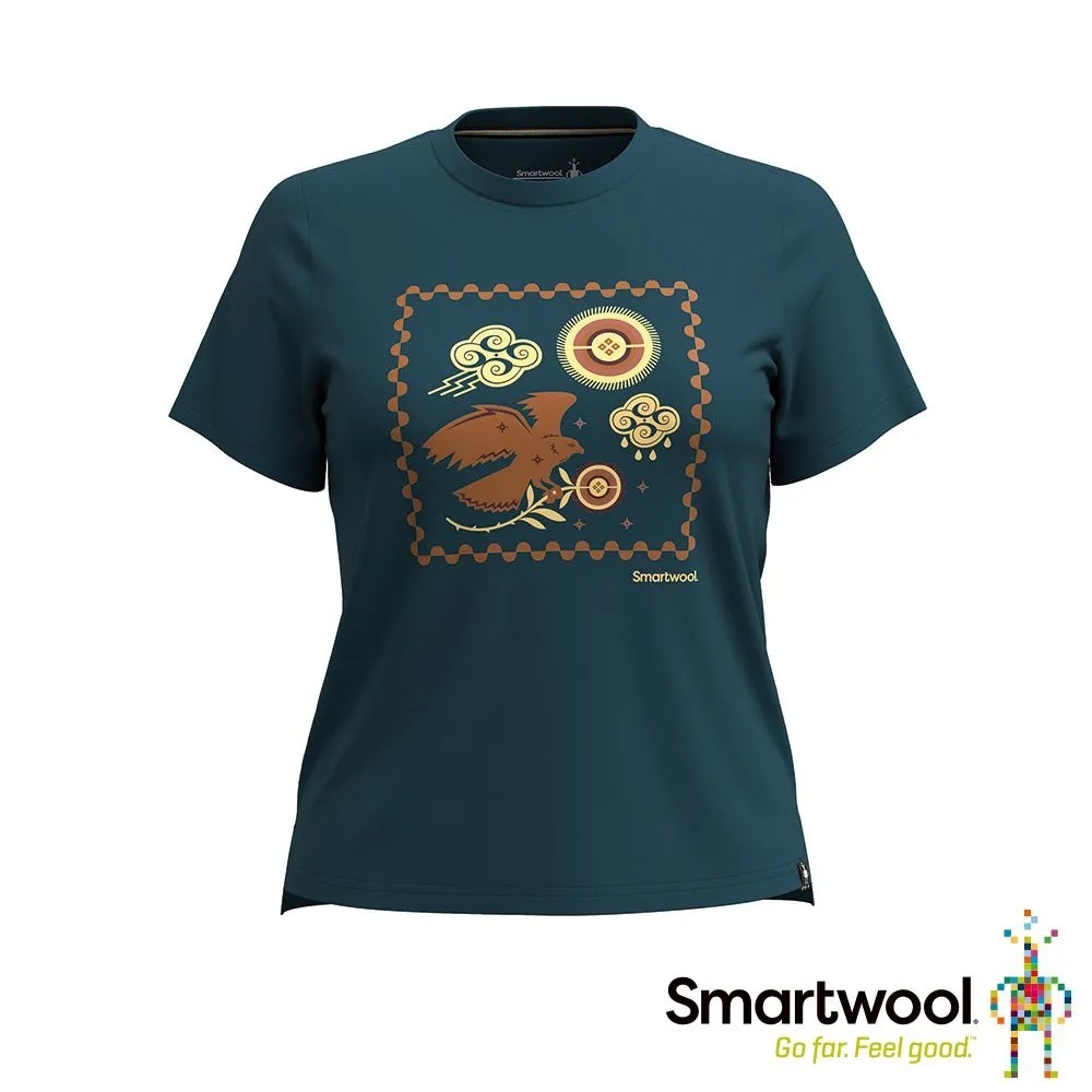 Smartwool 女 塗鴉短Tee 守護鷹 暮光藍 SW002392G74